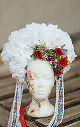 Ozdoby do vlasov - Kvetinová bohato zdobená parta "Nevesta hôľ” z pivoniek - 15842713_