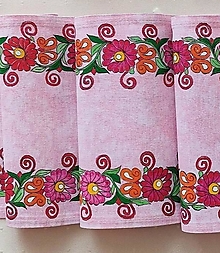 Úžitkový textil - Maľovaný stredový obrus - ružový, 120x 20cm ,svetlo ružový - 15359190_