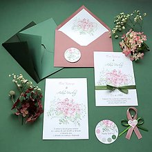 Papiernictvo - Hortenzia ružová - svadobné oznámenie - 15844197_