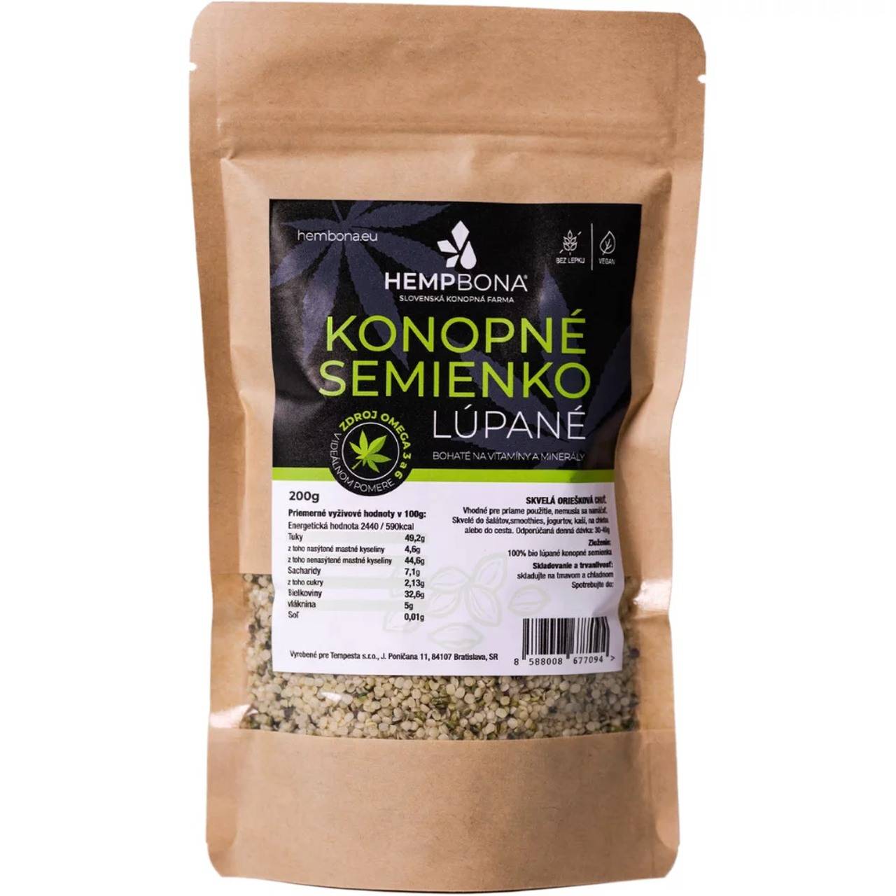 Konopné semienko lúpané (200 g) HempBona