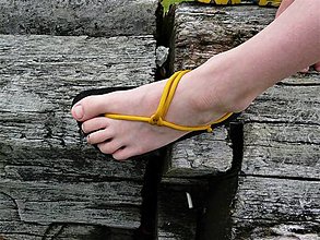 Detské topánky - Detské barefoot sandále žlté (Základný úväz) - 15844534_