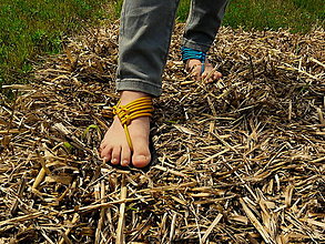 Detské topánky - Detské barefoot sandále žlté (Líščí úväz) - 15844536_