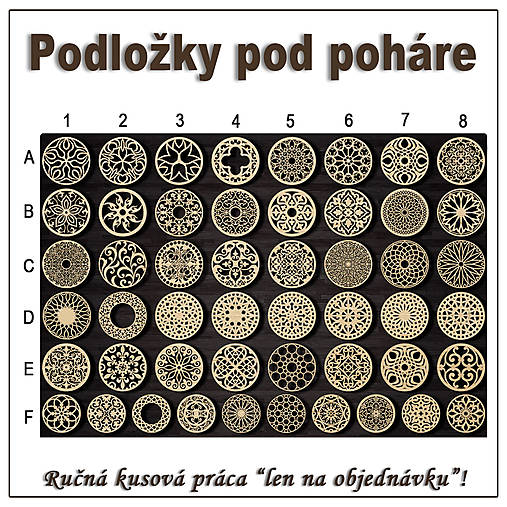 Príbory, varešky, pomôcky - Drevená podložka pod pohár - vzor D - 15844167_