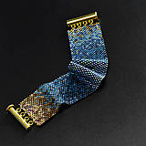 Náramky - Blue Ombre, pletený náramok, korálky - 15846184_