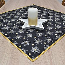 Úžitkový textil - FABIAN - čierno zlaté vločky a hviezdičky - štvorec 65x65 - 15846554_
