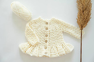 Detské oblečenie - Romantický Merino svetrík smotanový - 15846572_