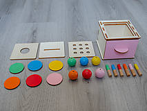Hračky - Montessori drevená vkladačka 3v1 (Ružová) - 15847992_