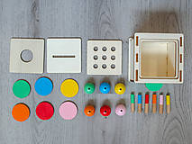 Hračky - Montessori drevená vkladačka 3v1 (Ružová) - 15847995_