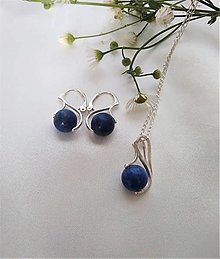 Sady šperkov - Súprava - náušnice a prívesok lapis lazuli v striebre Ag925/1000 - 15848050_
