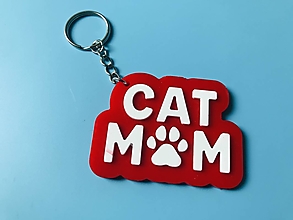 Kľúčenky - Kľúčenka – Cat mom (červená) - 15847211_