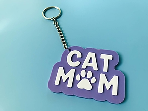 Kľúčenky - Kľúčenka – Cat mom (fialová) - 15847213_