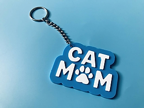 Kľúčenky - Kľúčenka – Cat mom (modrá) - 15847792_