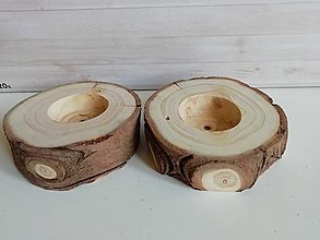 Svietidlá a sviečky - Okatý drevený svietnik prírodný (v11 - priemer 9 cm, výška cca 3 cm) - 15849664_