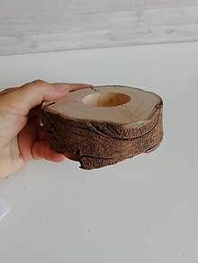 Svietidlá a sviečky - Okatý drevený svietnik prírodný (v12 - bez očí - priemer cca 10 cm, výška 3 cm) - 15849665_