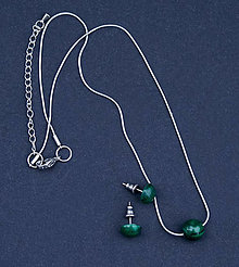 Sady šperkov - Tmavozelený malachit - súprava, oceľ 316 L - 15848823_