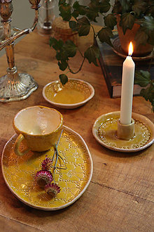 Svietidlá a sviečky - Žltý svietnik - 15851701_