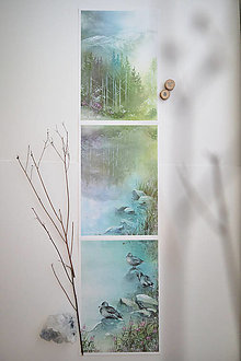 Obrazy - Kolekcia Oddych pri jazere - Art printy originálnych akvarelových obrazov - 15850629_