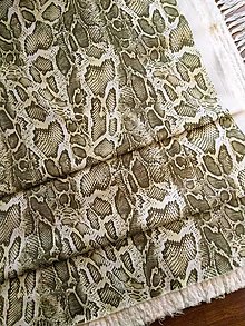Textil - Bavlnená látka (riflovina)  s hadím vzorom ZELENÁ - 15853637_