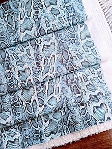Textil - Bavlnená látka(riflovina) s hadím vzorom TYRKYSOVÁ - 15853698_