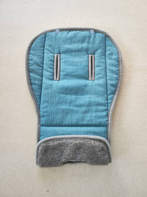 Detský textil - Vlnienka podložka do kočíka Baby Design 100 % Merino Top Super wash Grey  100% ľan tyrkysovy - 15853943_