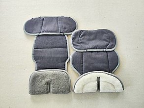 Detský textil - VLNIENKA podložka do autosedačky 100% Merino Top Super wash Grey a Natural 100% ľan Antracit - 15854107_
