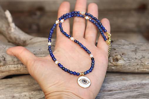 Náhrdelník - choker - lapis lazuli, mesačný kameň