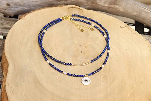 Náhrdelník - choker - lapis lazuli, mesačný kameň