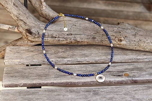 Náhrdelník - choker - lapis lazuli, mesačný kameň