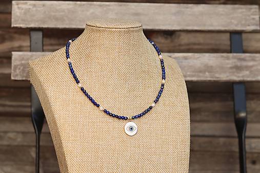 Náhrdelník - choker - lapis lazuli, mesačný kameň