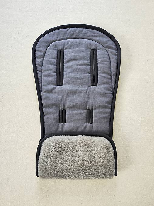 Detský textil - Vlnienka podložka do kočíka BABY JOGGER summit x3 100 % merino Top Super Wash Grey 100% ľan Antracit - 15856398_