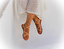 Ponožky, pančuchy, obuv - Kožené sandále OLYMPIA - prírodná farba - 15857546_