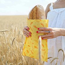 Príbory, varešky, pomôcky - Drefka – Voskové vrecko na chlieb, ekologický obal na potraviny, Klasy-XL, 1ks - 15857153_