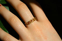Prstene - Pletený korálkový prstienok - oranžový - 15856768_