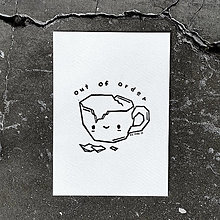 Grafika - A smol cup of melancholy (biely jemne krémový fabriano) - 15859642_