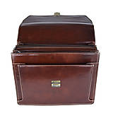 Pánske tašky - Veľká kožená aktovka v tmavo hnedej farbe s bohatou výbavou - 15858631_