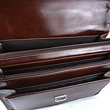 Pánske tašky - Veľká kožená aktovka v tmavo hnedej farbe s bohatou výbavou - 15858633_