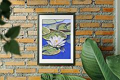 Grafika - Biely lotos.  Botanický akvarel - 15859029_