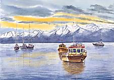 Obrazy - Morská krajina, Originálna akvarelová maľba - 15859124_