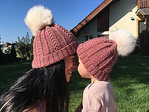 Iné oblečenie - Zimné čiapky mama a dcéra - 15858878_