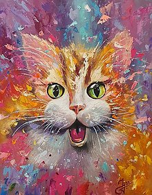 Obrazy - Obraz "Mačka" - olejomaľba, 40x50 cm - 15857990_