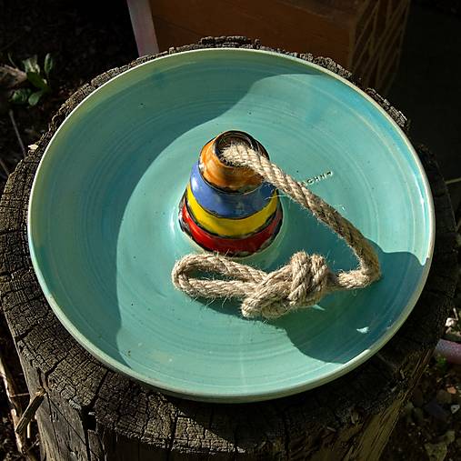 Nádoby - Keramické krmítko azurově zelené - 15859278_