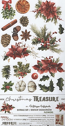 Papier - Scrapbook papier dodatkový Christmas Treasure Flowers - 15861209_