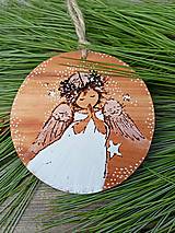 Dekorácie - Vianočná drevená dekorácia "anjel14" - 15860117_
