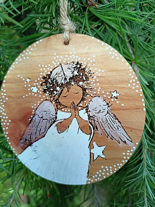 Vianočná drevená dekorácia "anjel14"