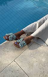 Ponožky, pančuchy, obuv - Hera modré kožené sandále - 15860137_