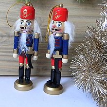Polotovary - Vianočný luskáčik - modrý s mečom - 12,5cm - 15861276_
