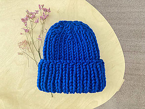 Čiapky, čelenky, klobúky - Objemná “chunky“ čiapka  (Kráľovská modrá) - 15860167_