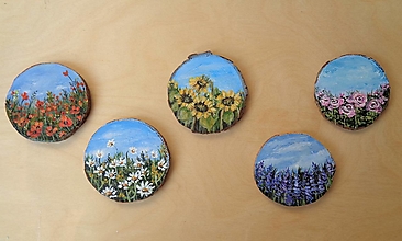 Obrazy - Maľby na dreve kvetinkové (miniatúrky) - 15862710_