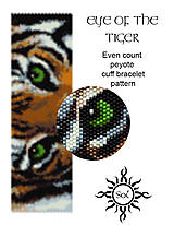 Návody a literatúra - Eye Of The Tiger - vzor pre široký tkaný náramok; návod, vzor, ​​dokonca peyote, pdf, zviera, zviera, Afrika, miyuki - 15863106_