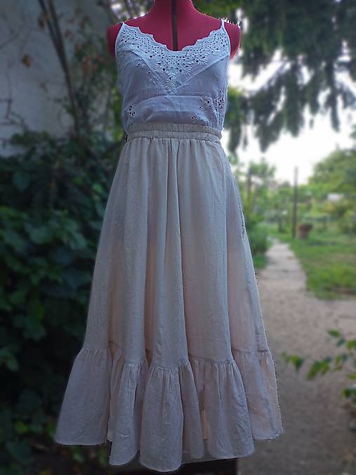 Sukne - Bavlnená maxi sukňa s volánom - 15864072_